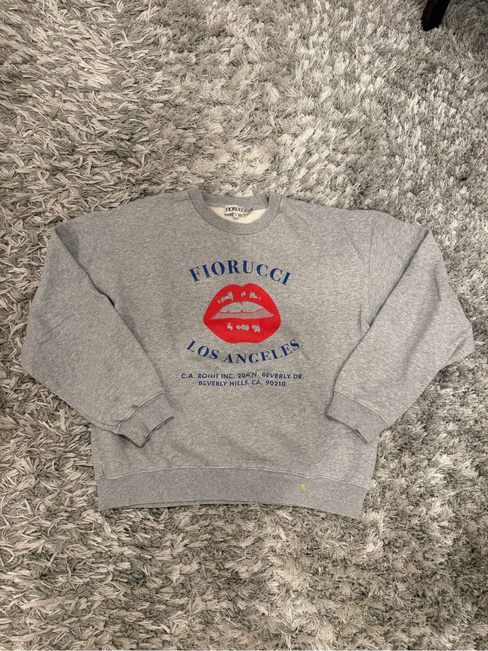 Fiorucci Grey Crewneck with Red Lip and Blue Logo